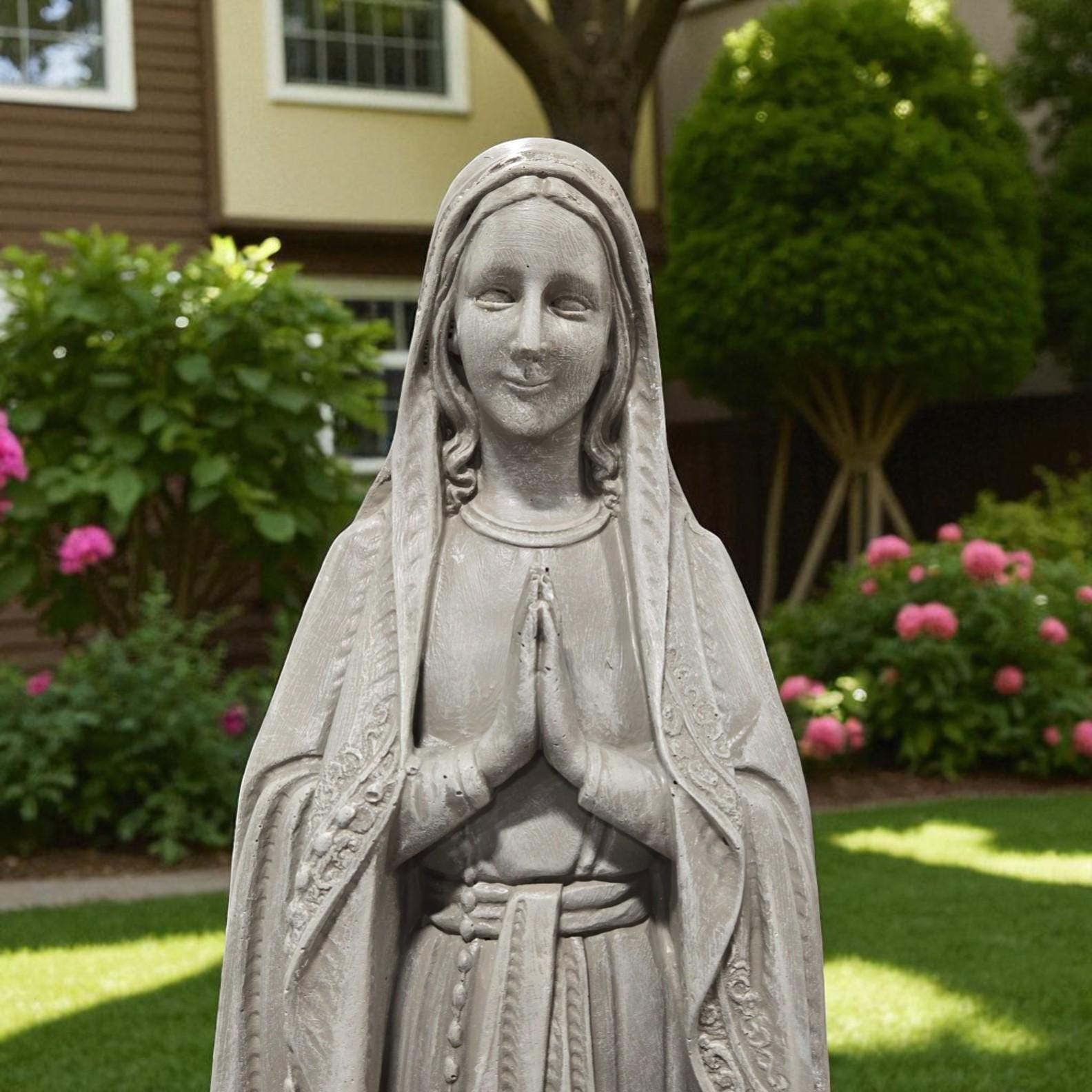Large 32" Concrete Virgin Mary Statue, Outdoor Statues finest stone finish home decor, Christmas gift, Mother's Day gift, all occasions gift photo 3