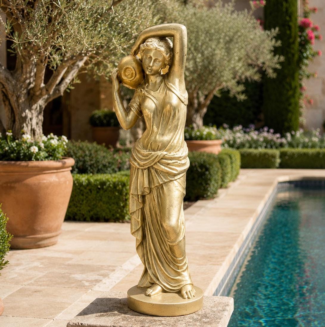 32" Dione Greek Goddess Statue – Large Solid Concrete Garden Sculpture, Classical Outdoor Statue, Estate & Courtyard Decor photo 4