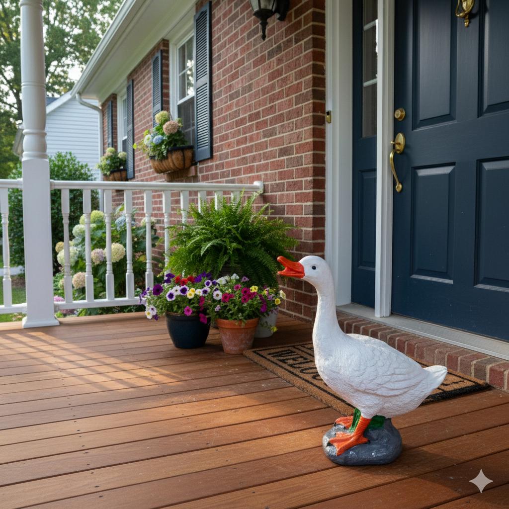 Cement Goose Statue, Porch and Garden Decor, 19 inch photo 5