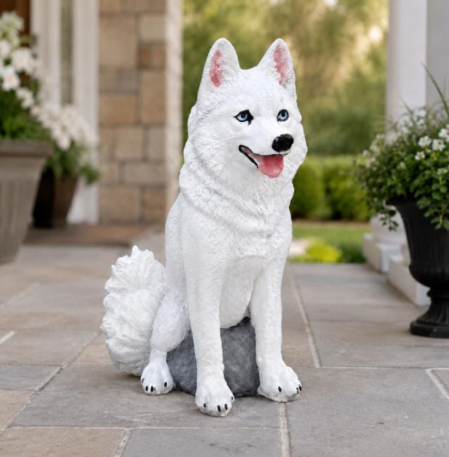Life-size Upright Husky Puppy  handmade to make your garden or home look more beautiful Dog garden statue Pet memorial Husky lover gift