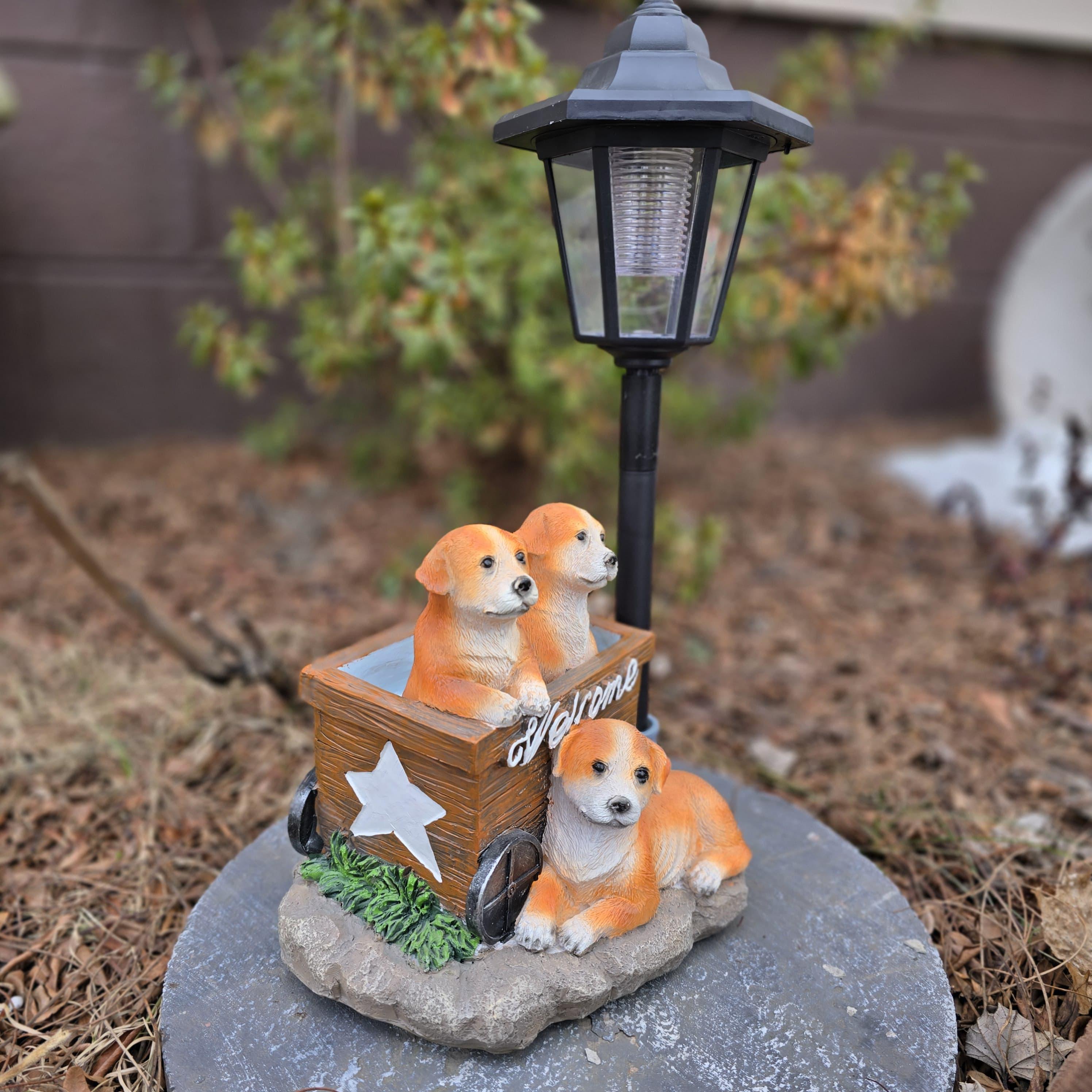 Solar Dog Garden Statue – Hand-Painted Puppy Welcome Plaque photo 10