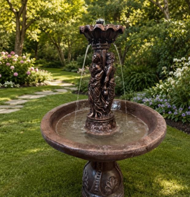 Handmade Concrete Outdoor Fountain with Pump – Roman Style 4ft photo 6
