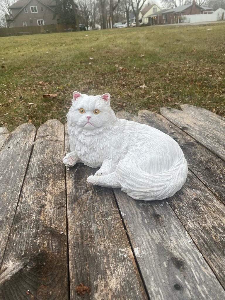 Handmade Concrete Persian Cat Statue, Stone Finish photo 6