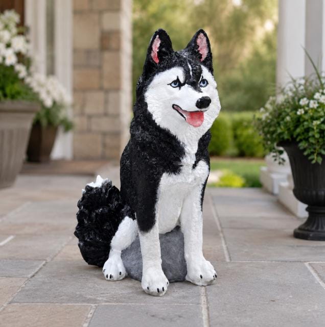 Life-size Upright Husky Puppy  handmade to make your garden or home look more beautiful Dog garden statue Pet memorial Husky lover gift photo 4