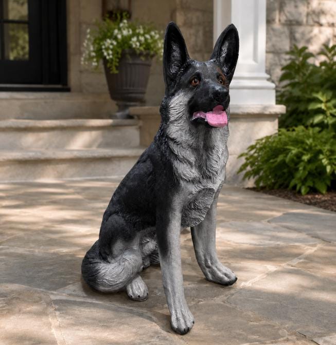 Handmade Concrete German Shepherd Statue: Custom Painted Outdoor Decor photo 4
