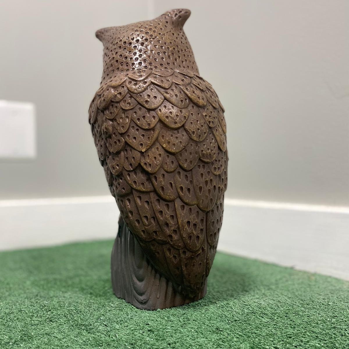 Handmade Concrete Owl Statue, 14" Garden Decor photo 3