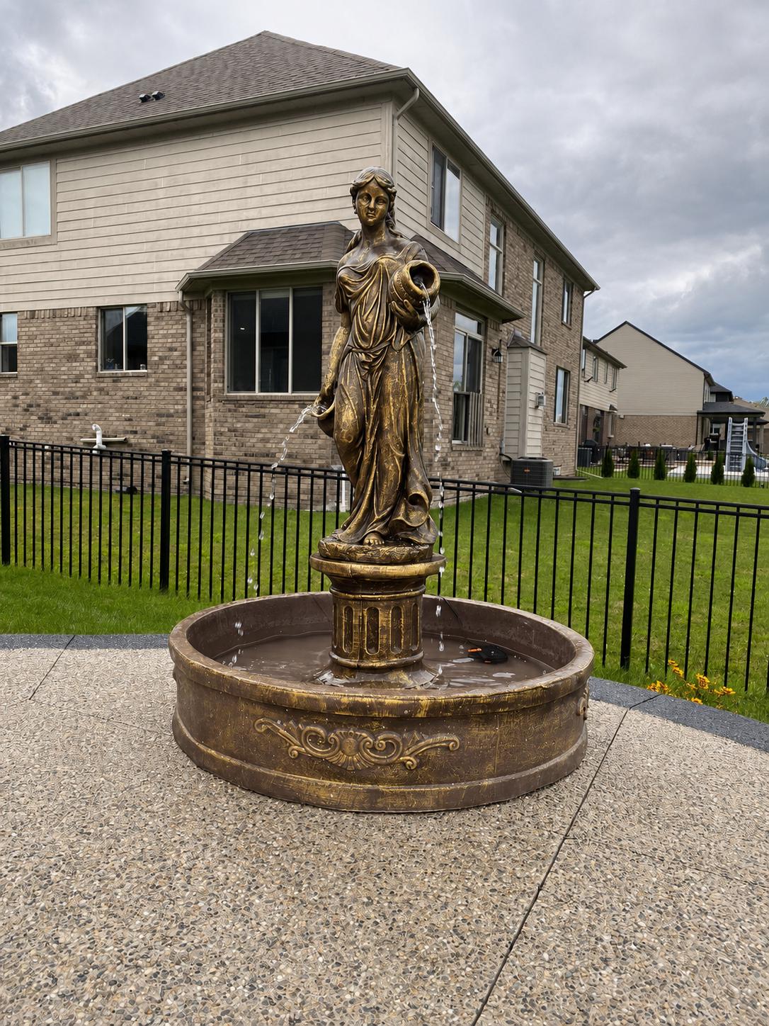 The Naiad of the Courtyard Monumental Concrete Garden Fountain photo 2