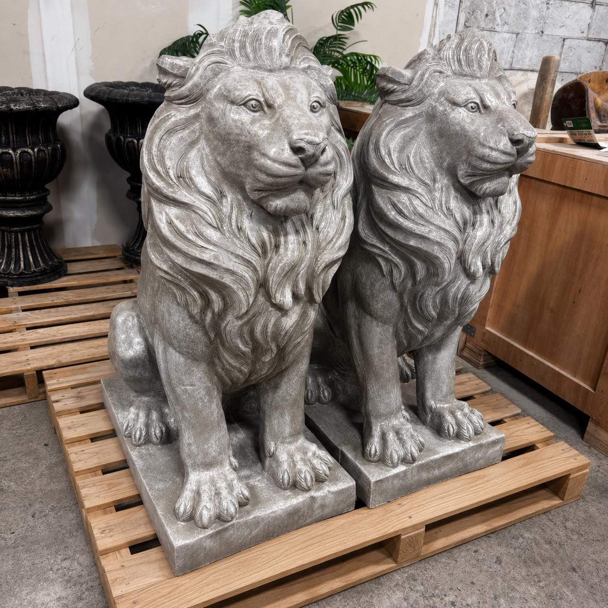 Large  700 lb Concrete Lion Statue, 40-Inch Tall 3Solid Cement Outdoor Garden Sculpture, Custom-Painted Estate & Driveway Entrance Decor photo 4