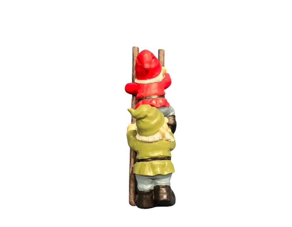 Climbing Gnome Duo – Polyresin Garden Statue, Funny Outdoor Decor photo 10
