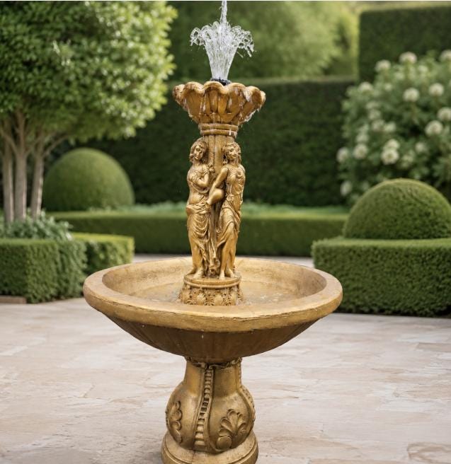 Handmade Concrete Outdoor Fountain with Pump – Roman Style 4ft photo 4