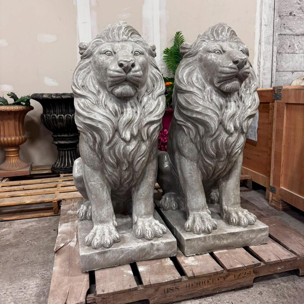 Large  700 lb Concrete Lion Statue, 40-Inch Tall 3Solid Cement Outdoor Garden Sculpture, Custom-Painted Estate & Driveway Entrance Decor photo 6