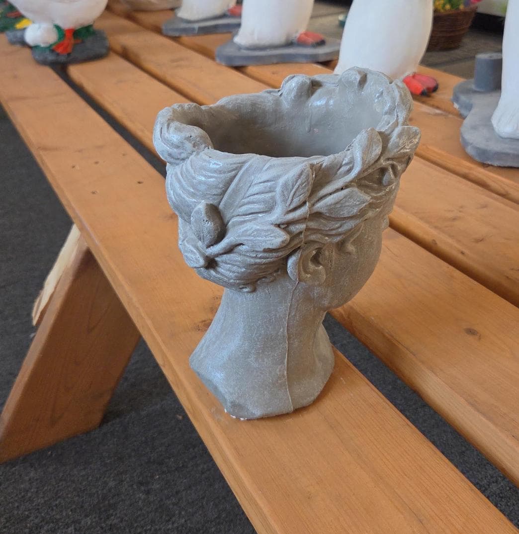 Concrete Head Planter, Fine Stone Finish, Garden Statue Gift photo 6