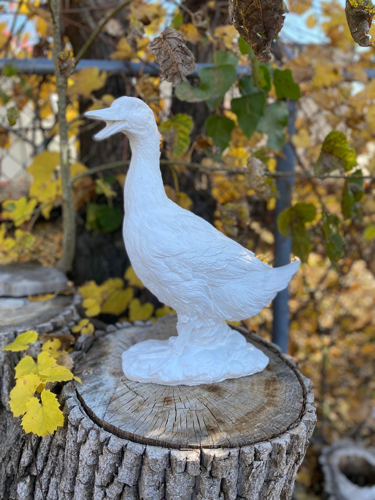 17 inch Cement Goose Statue, American Dress-Up Porch Decor photo 3
