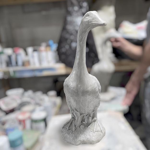 Heavy Concrete Porch Goose Statue, 20 Inch Cement Dress Up Goose, Outdoor Garden Yard Decor, Hand Painted or Unpainted Goose Gift photo 4