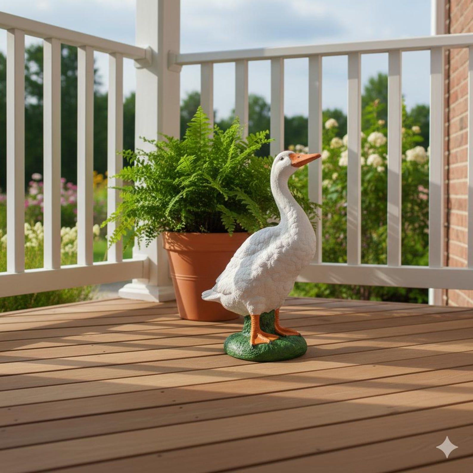 Cement Goose Statue, 15" American Porch Decor - Standard Paint