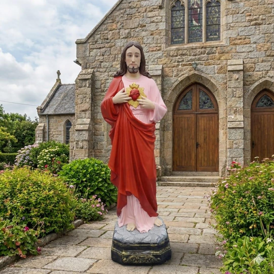 Large Sacred Heart of Jesus Statue 4ft | Hand-painted Solid