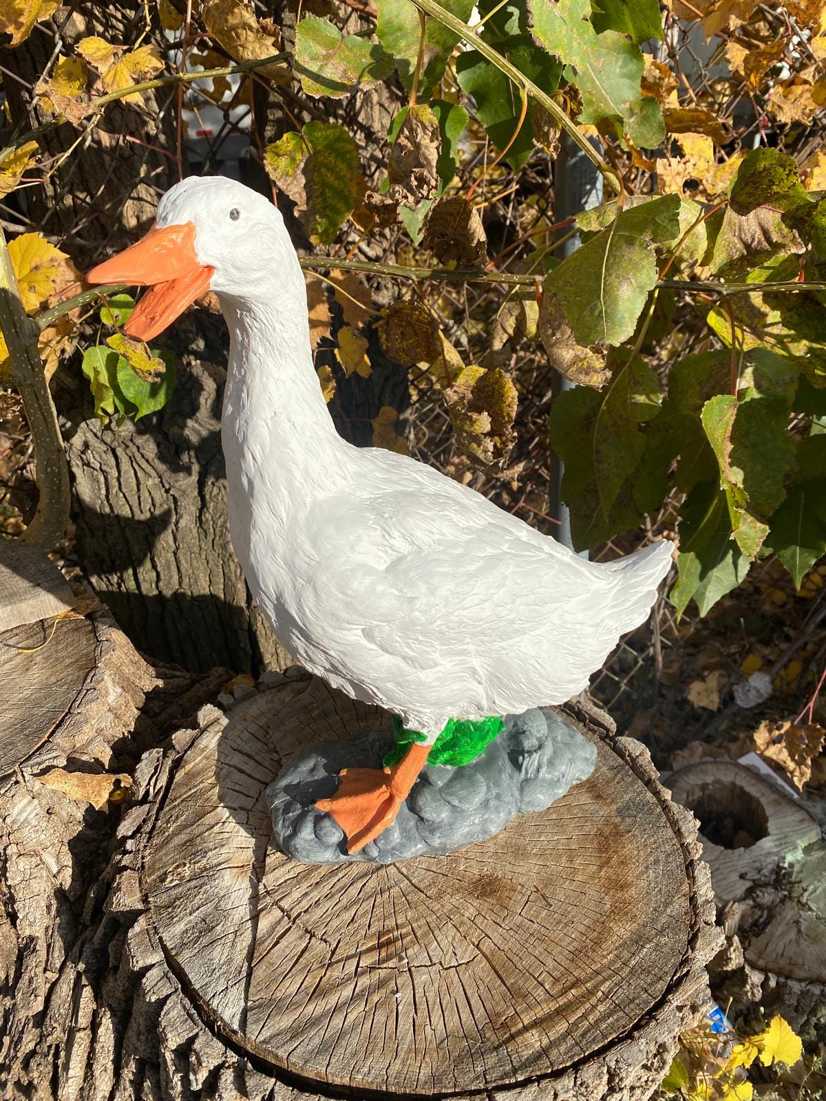 17 inch Cement Goose Statue, American Dress-Up Porch Decor