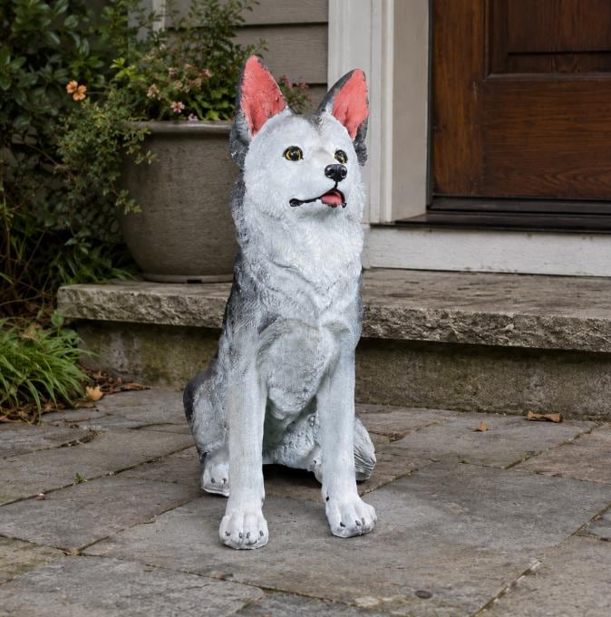 28-Inch Hand-Painted Concrete Siberian Husky Statue, Outdoor Garden and Porch Decor photo 4