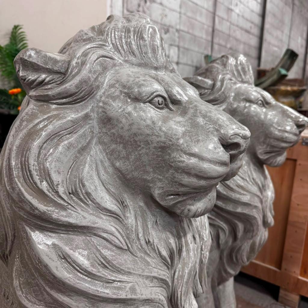 Large  700 lb Concrete Lion Statue, 40-Inch Tall 3Solid Cement Outdoor Garden Sculpture, Custom-Painted Estate & Driveway Entrance Decor photo 7
