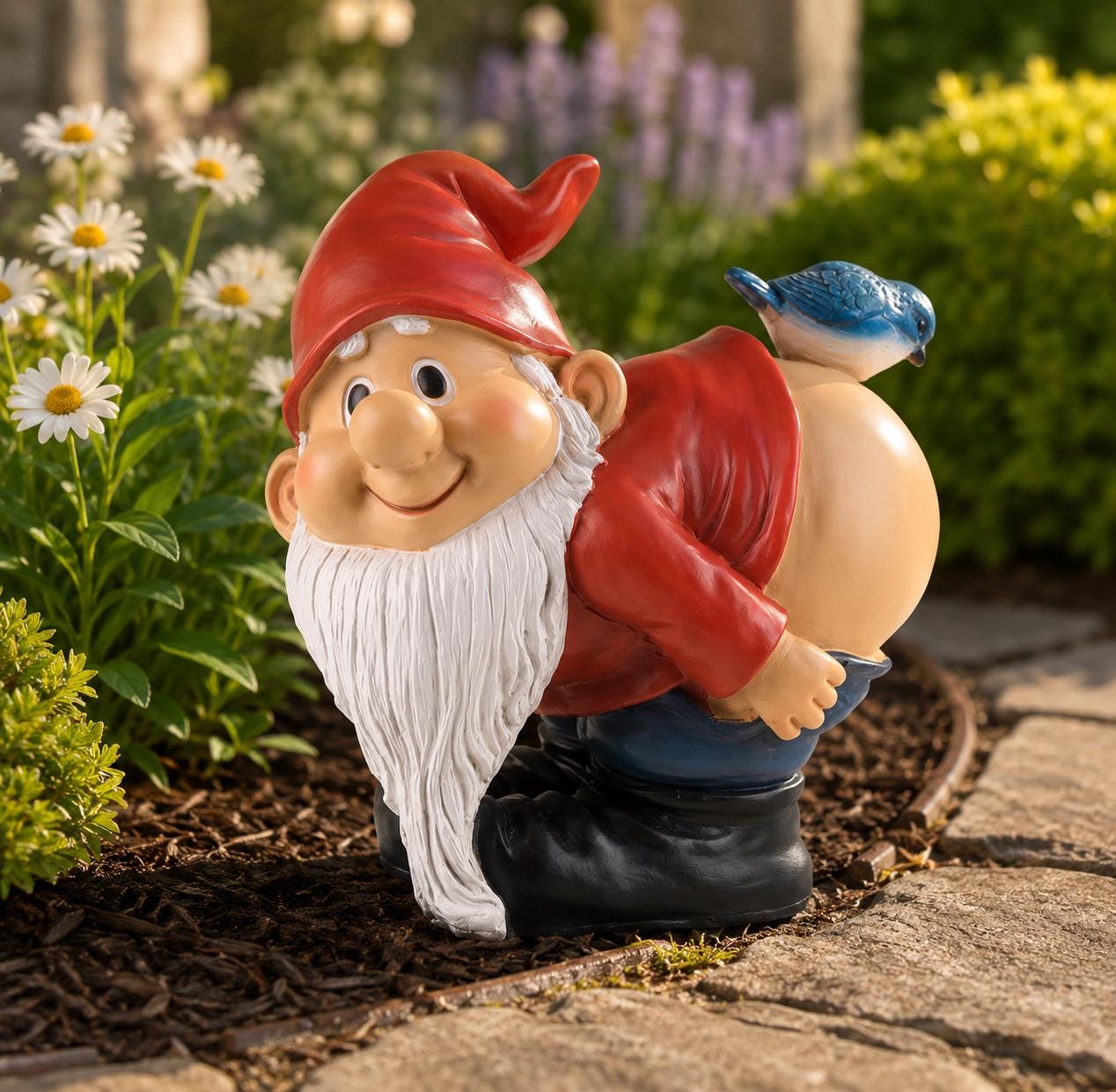 Funny Mooning Garden Gnome Statue, 7.5