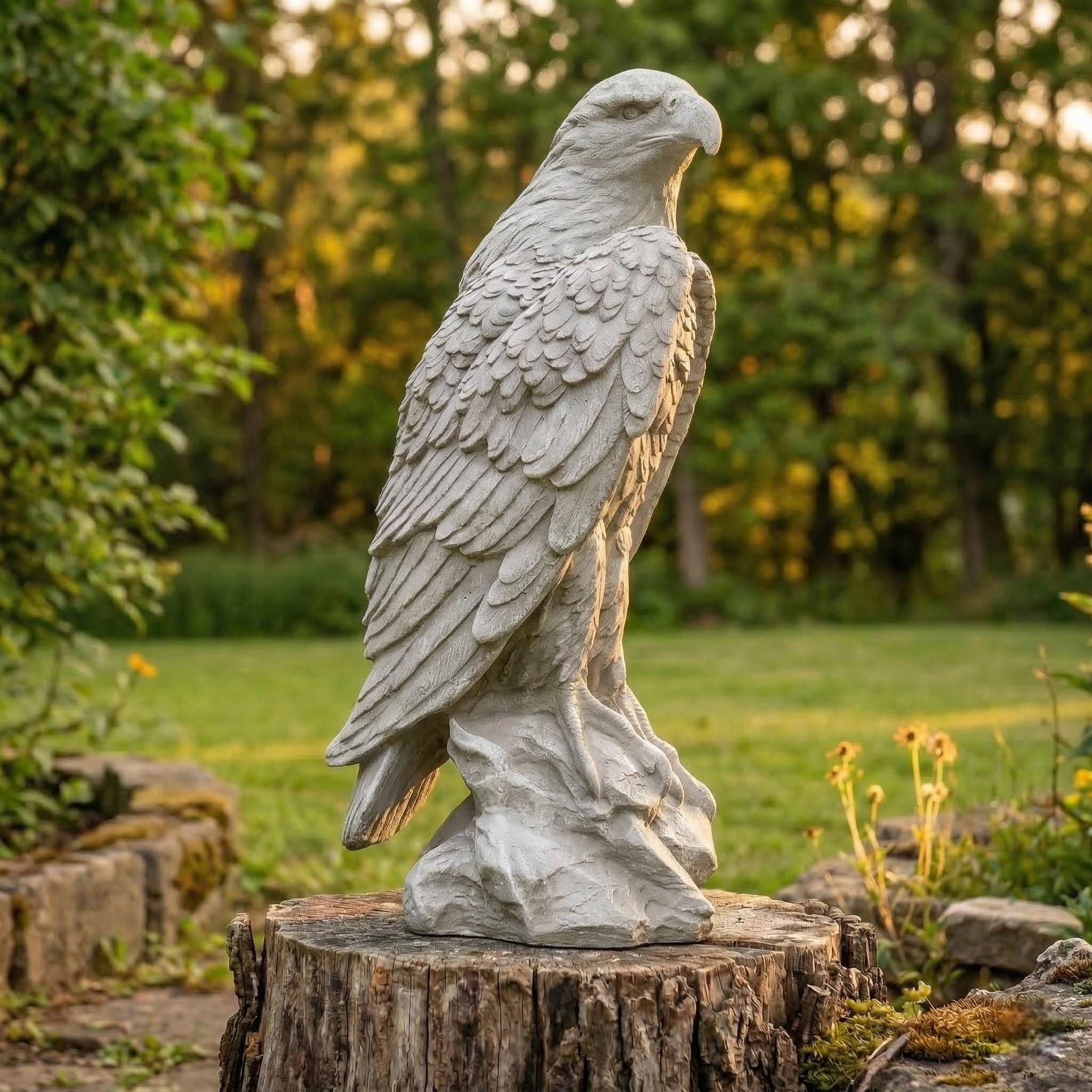 Lifesize Concrete Bald Eagle Statue – 24" Outdoor Garden Decor, Patriotic Yard Art photo 4
