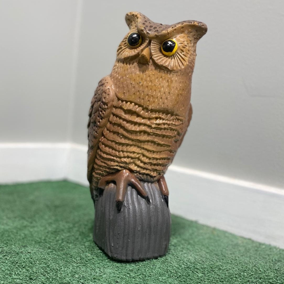 Handmade Concrete Owl Statue, 14" Garden Decor photo 5