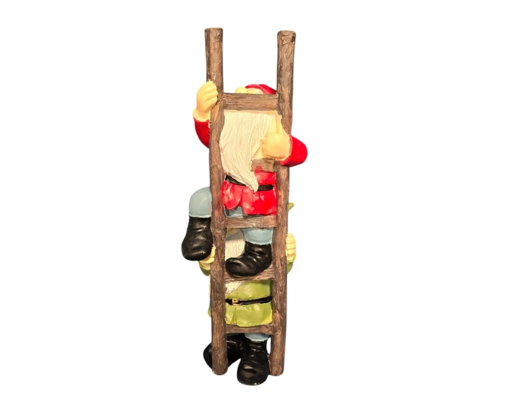 Climbing Gnome Duo – Polyresin Garden Statue, Funny Outdoor Decor photo 8