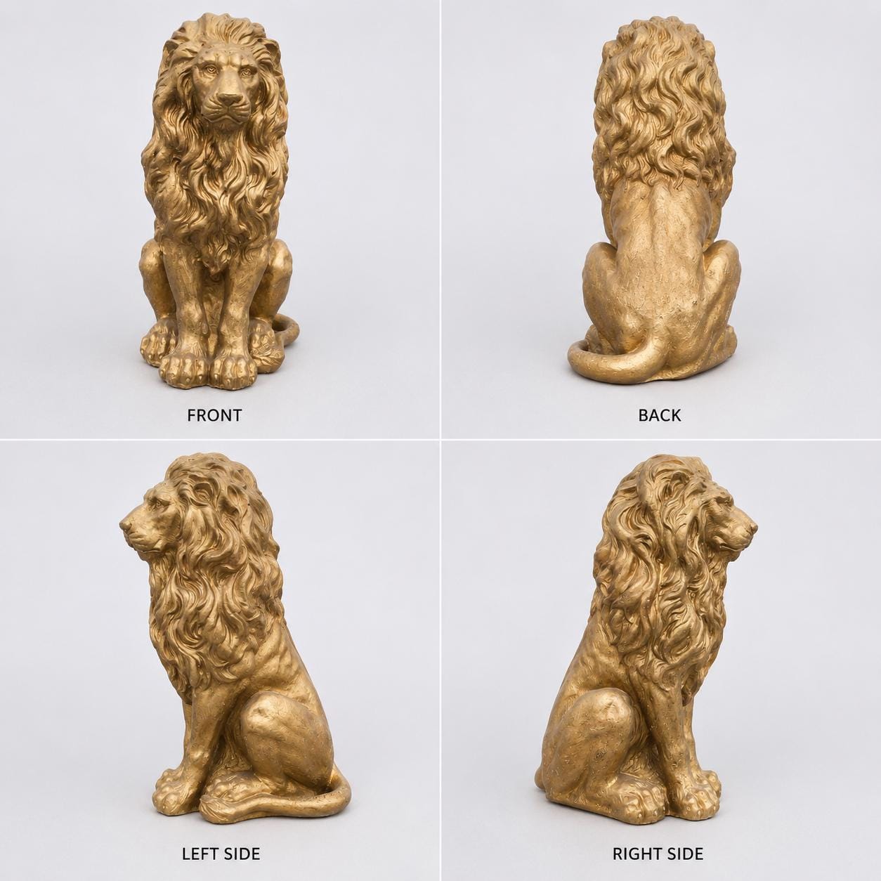 Hand-Painted Concrete Lion Statue – Outdoor Guardian Sculpture (21" H) photo 8