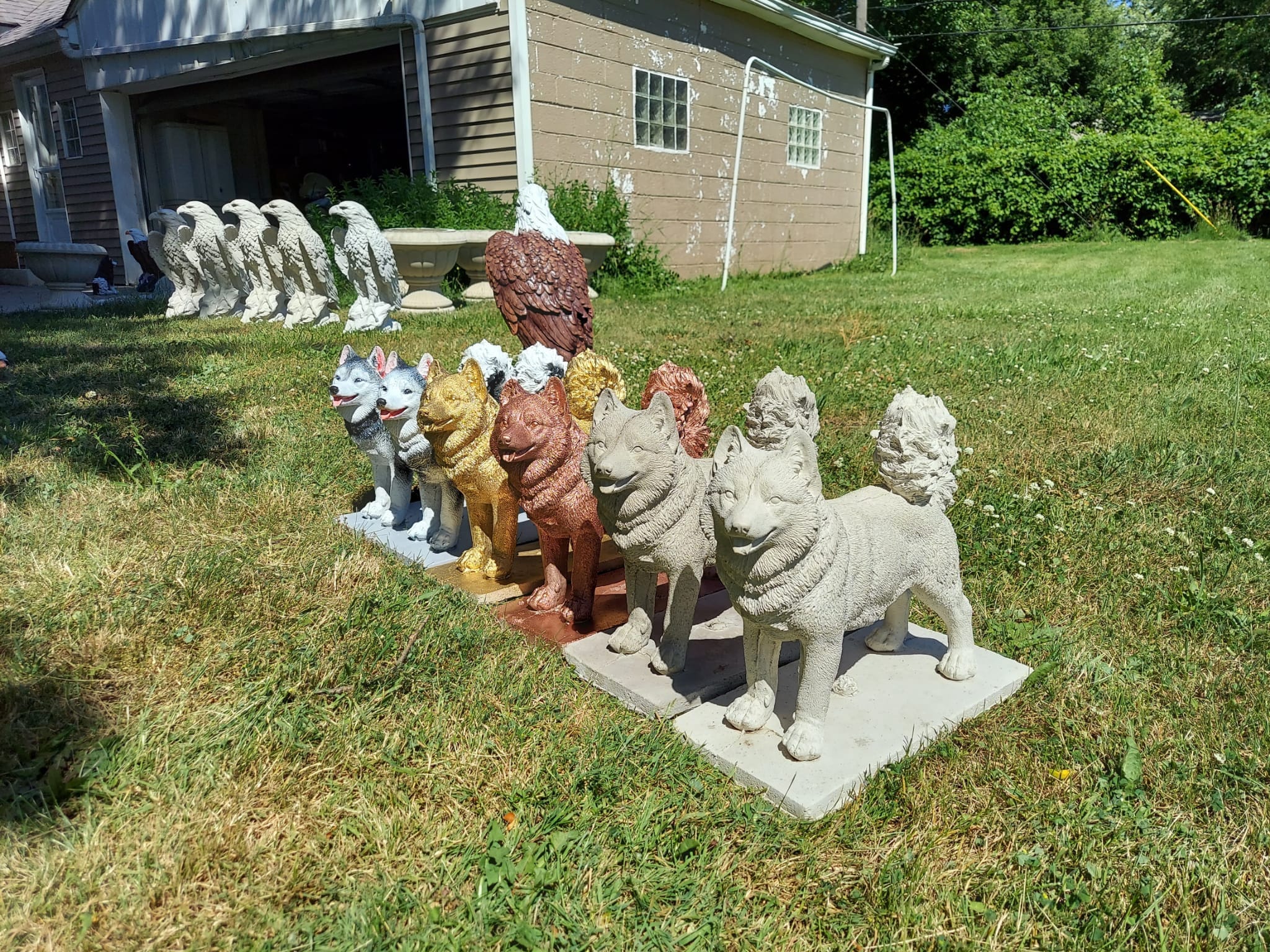 Hand-Painted Concrete Husky Puppy Statue, Pet Memorial Gift photo 5