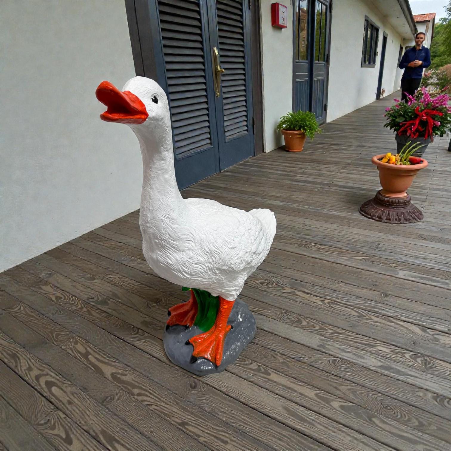 Cement Goose Statue, Porch and Garden Decor, 19 inch photo 4