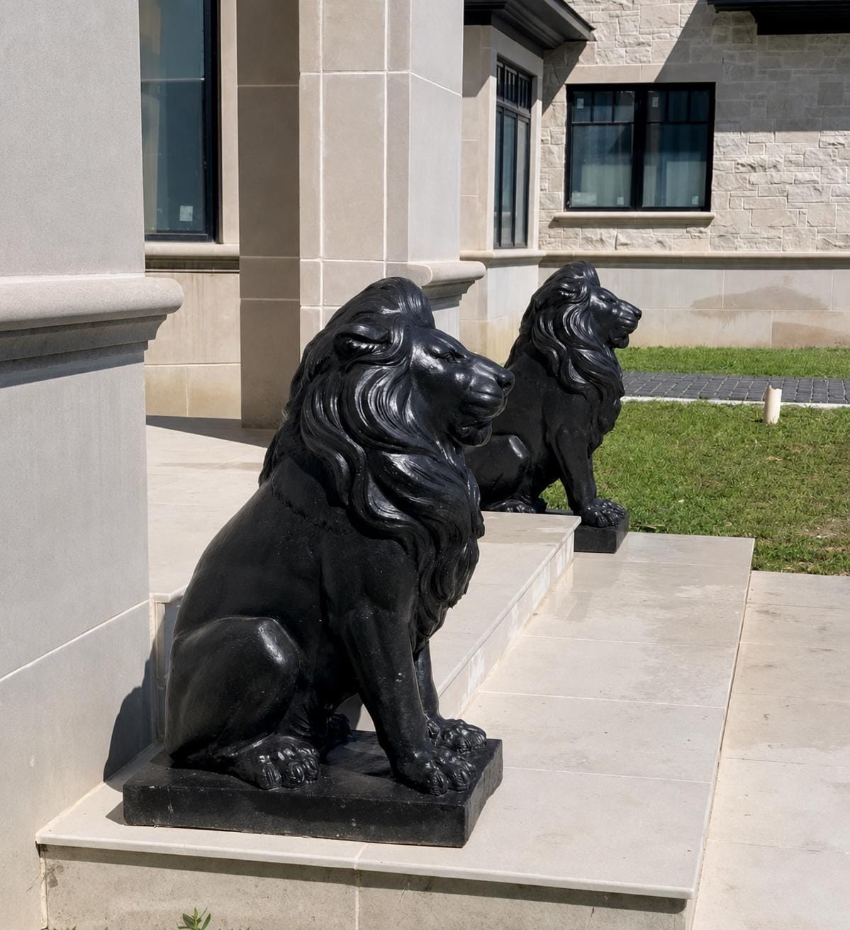 Large  700 lb Concrete Lion Statue, 40-Inch Tall 3Solid Cement Outdoor Garden Sculpture, Custom-Painted Estate & Driveway Entrance Decor photo 2