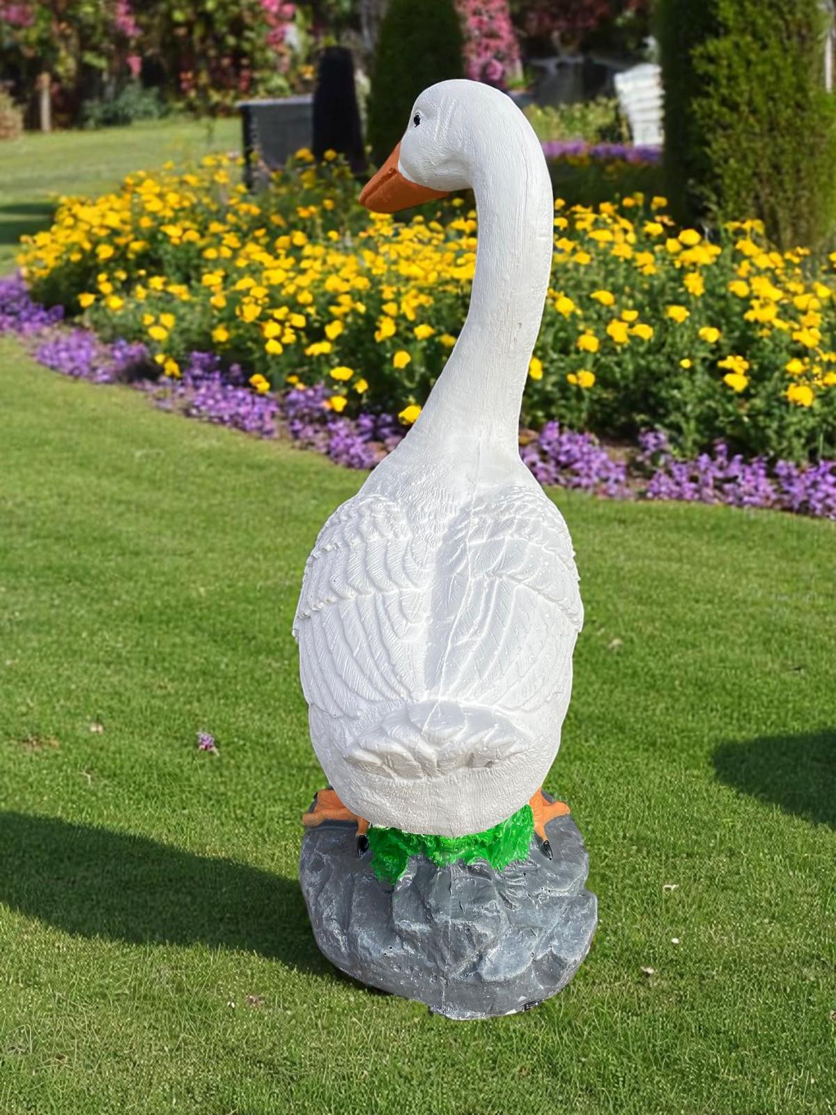 19-Inch Cement Porch Goose Statue, Handmade Heavy Outdoor Dress-Up Garden Decor, Durable all-season concrete Geese sculptures photo 6