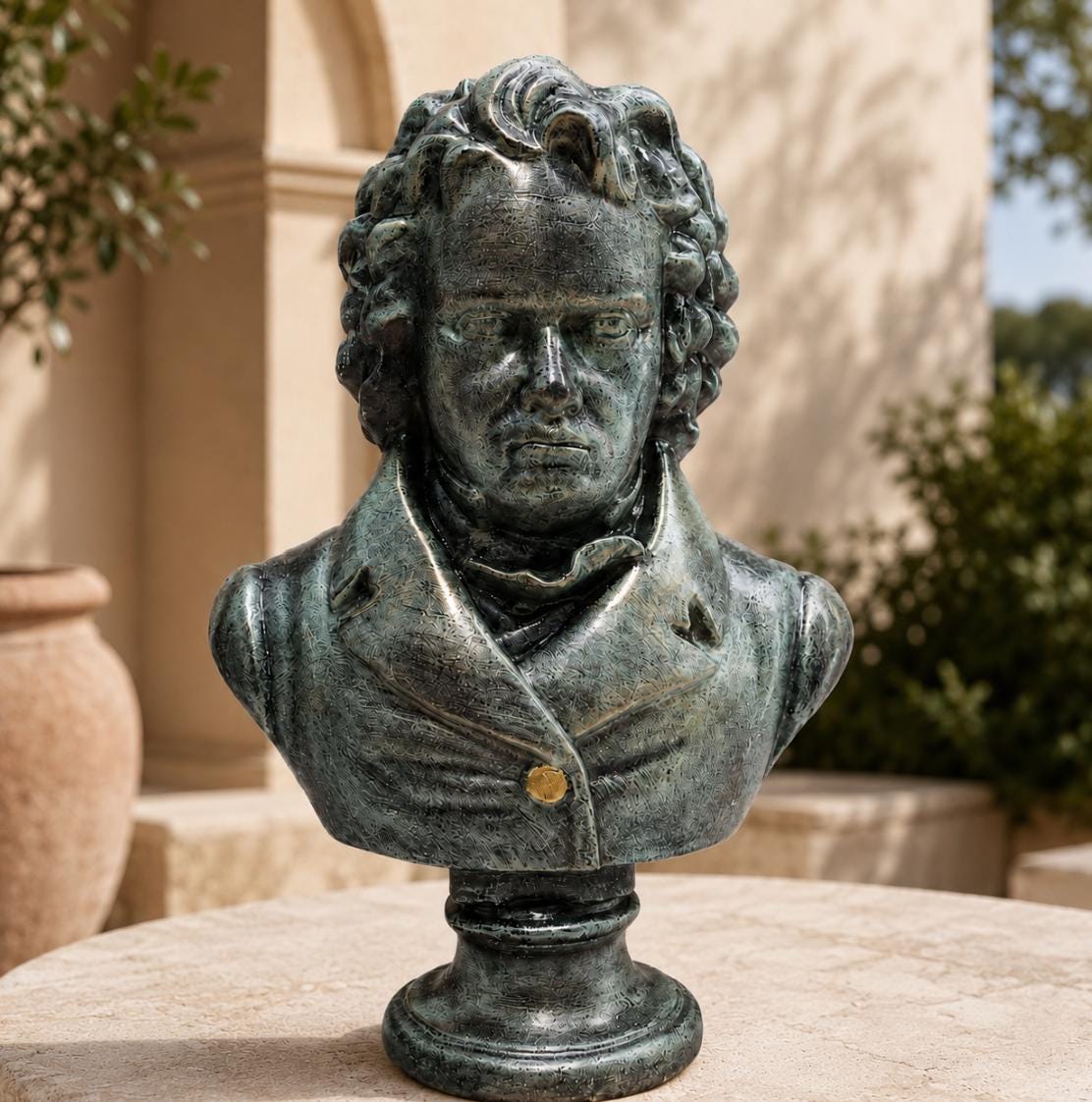 Handcrafted Concrete Beethoven Bust Statue, Classical Music Art Decor photo 7