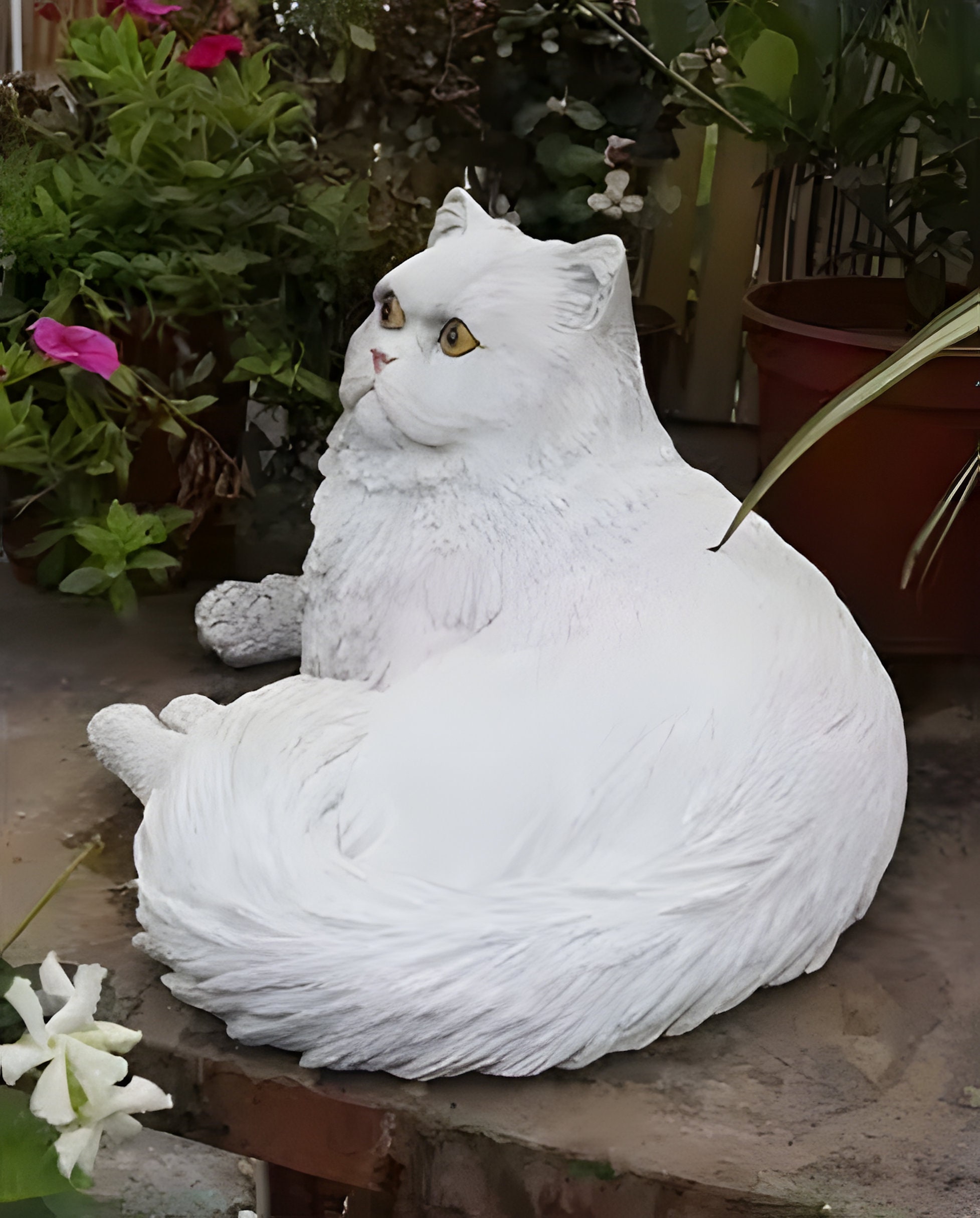 Handmade Concrete Persian Cat Statue, Stone Finish photo 9