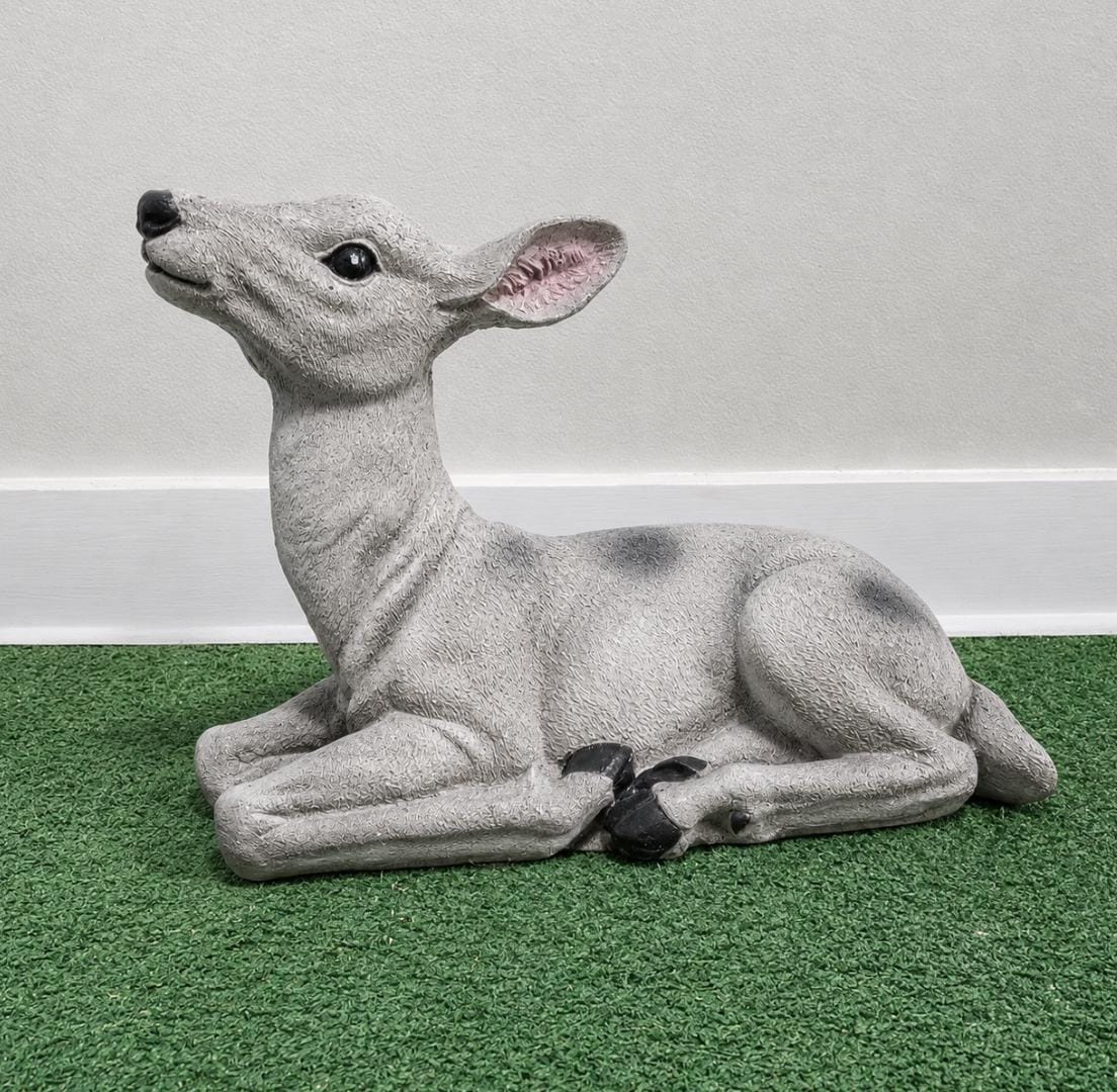 Solid Concrete Child Deer Statue, Hand-Painted Garden Decor, Weather-Proof Lawn Ornament photo 3