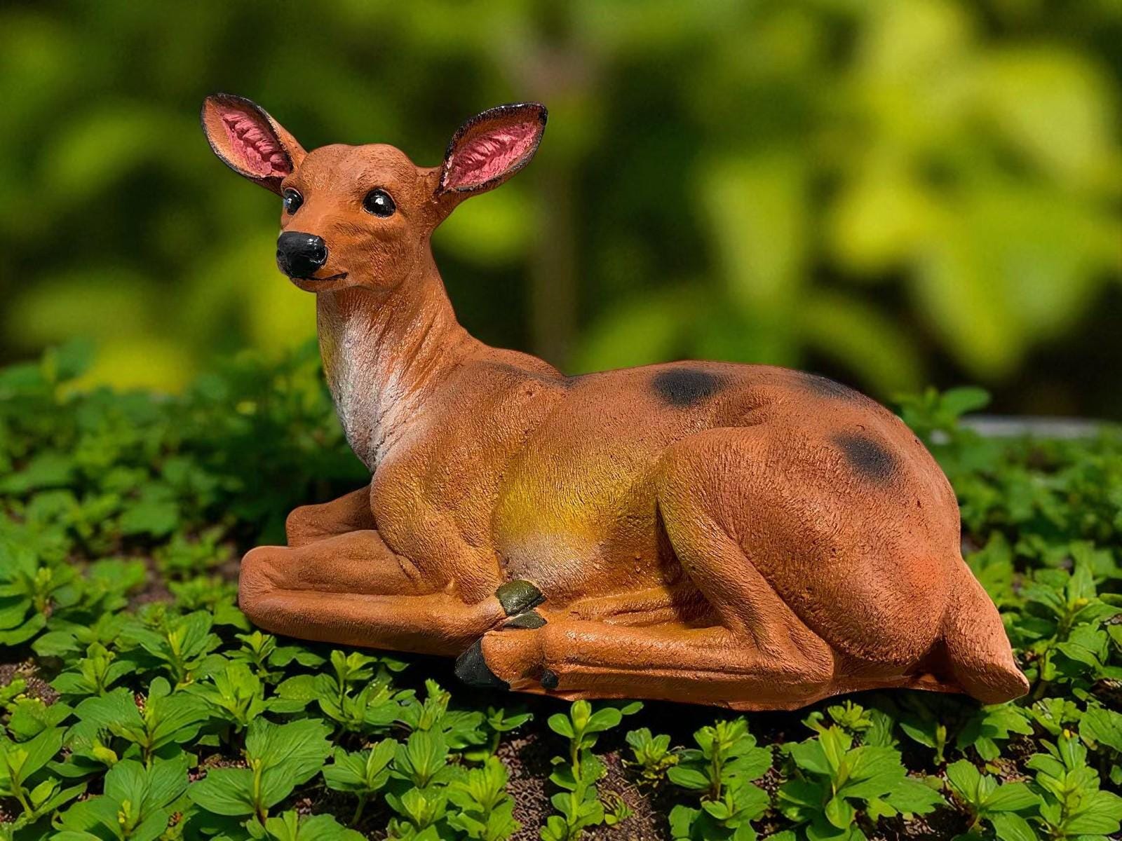 Solid Concrete Sitting Mother Deer Statue, Hand-Painted Outdoor Decor, Modern Home Accent photo 6