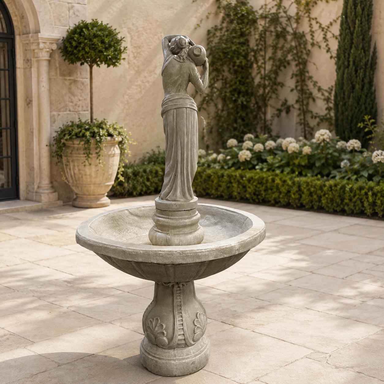 6-Foot Concrete Lady with Urns Water Fountain | Classical Garden Statuary, Outdoor Decor photo 9