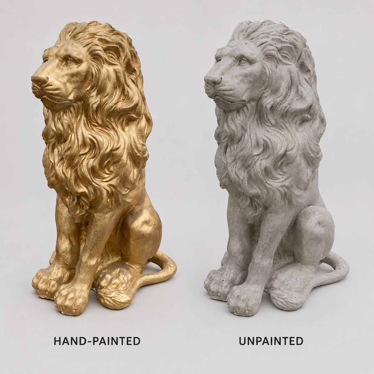 Hand-Painted Concrete Lion Statue – Outdoor Guardian Sculpture (21" H) photo 6