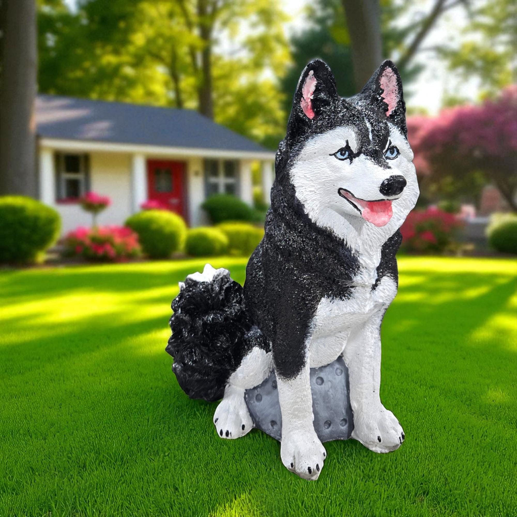 Life-size Upright Husky Puppy  handmade to make your garden or home look more beautiful Dog garden statue Pet memorial Husky lover gift photo 5