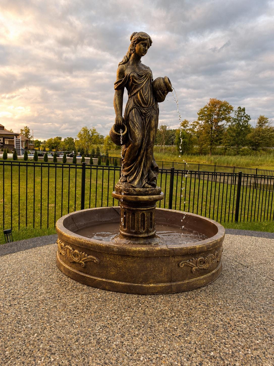 The Naiad of the Courtyard Monumental Concrete Garden Fountain