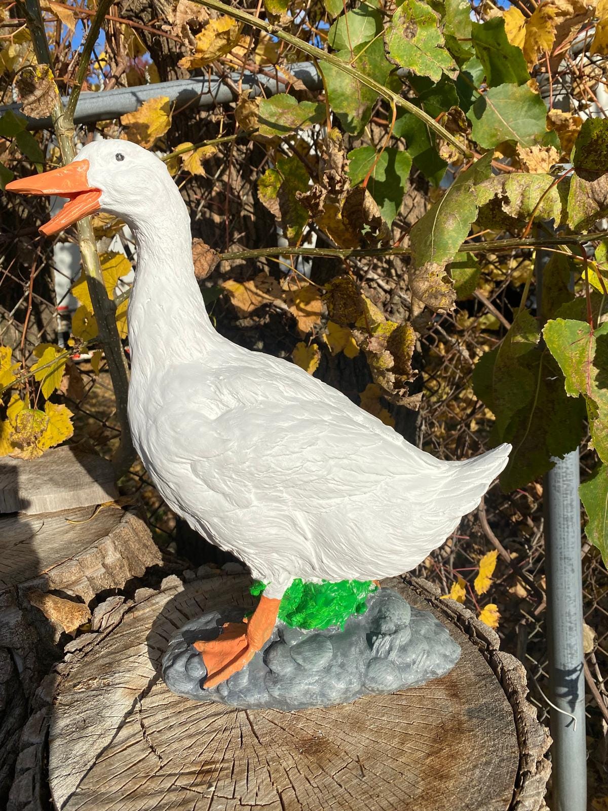 17 inch Cement Goose Statue, American Dress-Up Porch Decor photo 7