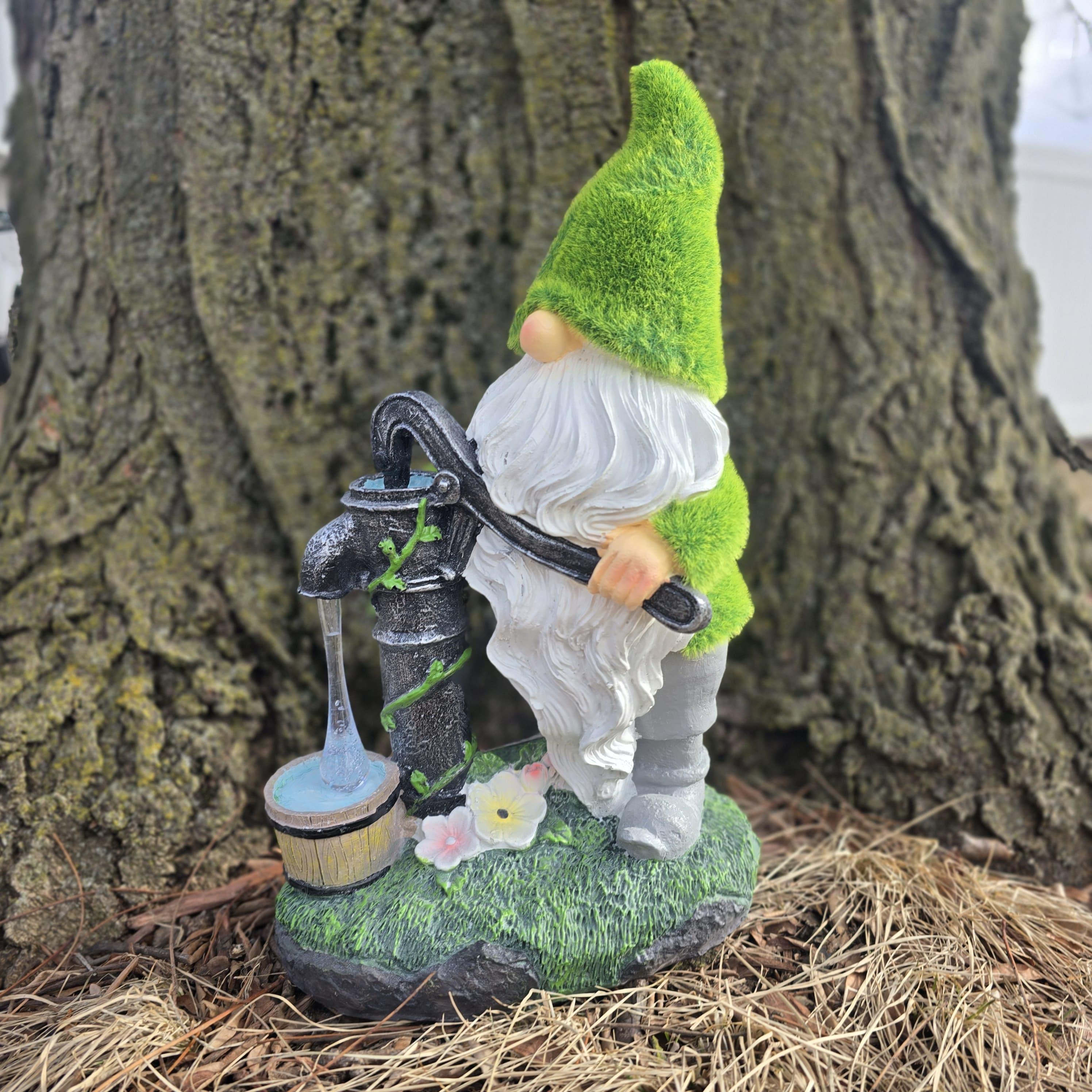 Solar gnome Pumping Water Outdoor Statues for Garden: Outside Decor with Pump Ornaments Porch Patio, Birthday Gifts for Grandma Mom photo 7