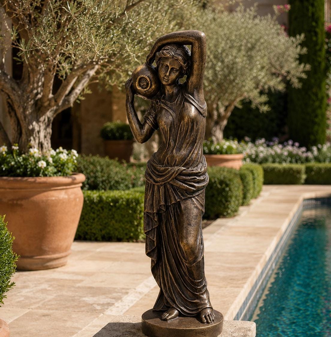 32" Dione Greek Goddess Statue – Large Solid Concrete Garden Sculpture, Classical Outdoor Statue, Estate & Courtyard Decor photo 6