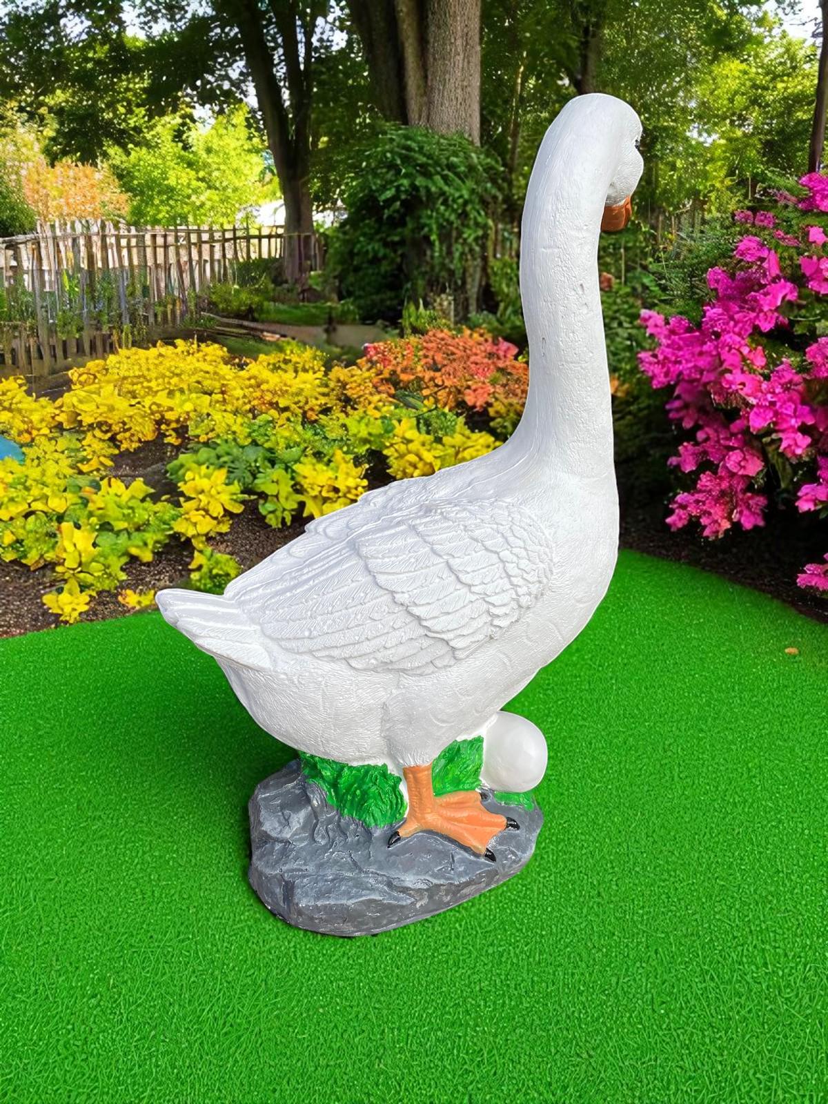 19-Inch Cement Porch Goose Statue, Handmade Heavy Outdoor Dress-Up Garden Decor, Durable all-season concrete Geese sculptures photo 8