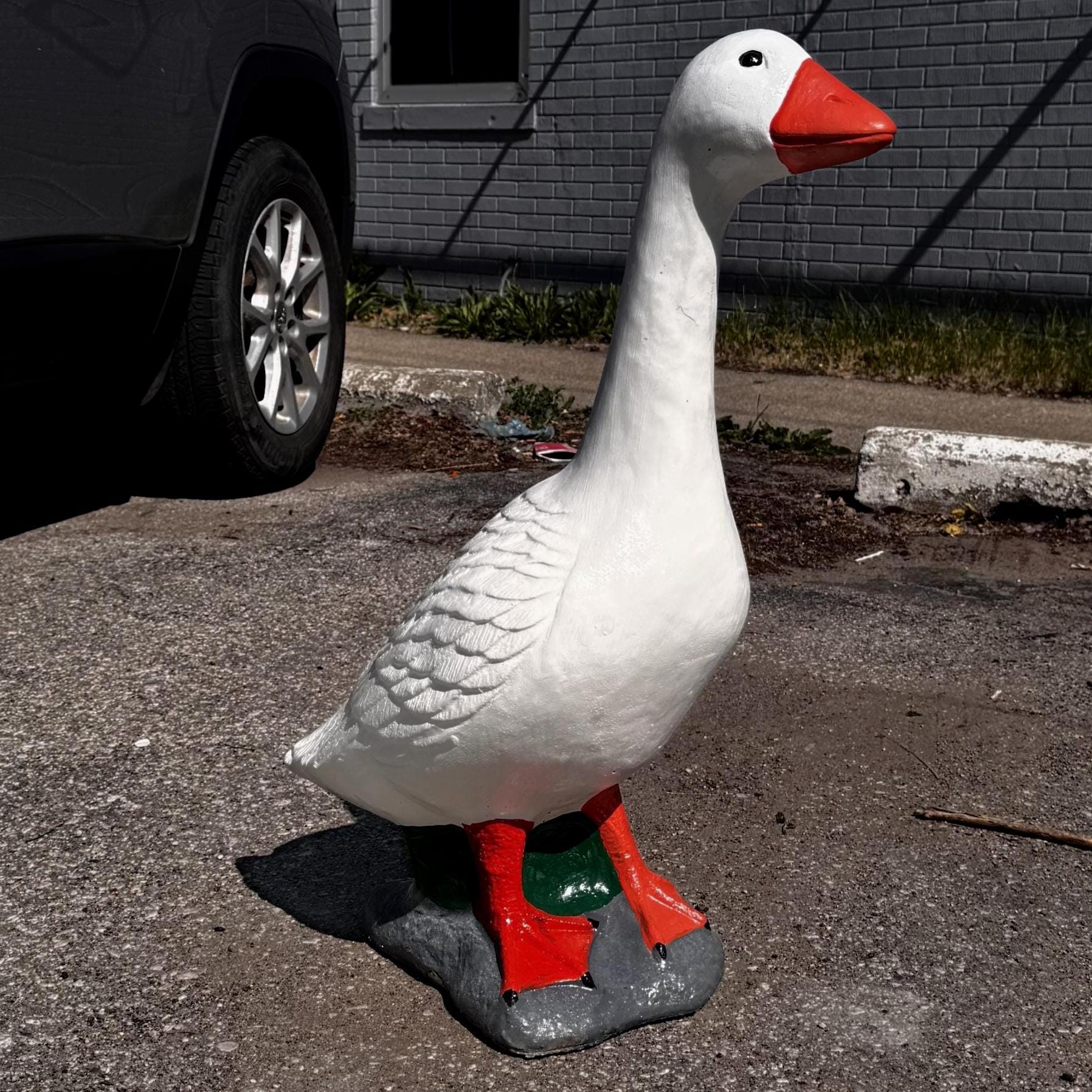 MASSIVE 28" Concrete Porch Goose Statue, Heavy Cement Dress Up Goose, Outdoor Yard Art, Handmade Garden Decor, Painted or Unpainted photo 5