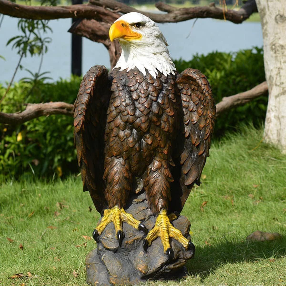 Lifesize Concrete Bald Eagle Statue – 24" Outdoor Garden Decor, Patriotic Yard Art photo 7