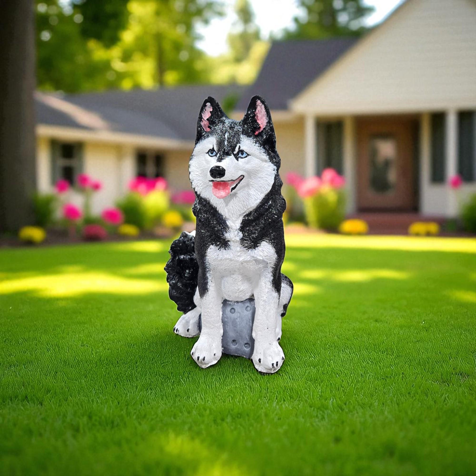 Life-size Upright Husky Puppy  handmade to make your garden or home look more beautiful Dog garden statue Pet memorial Husky lover gift photo 7
