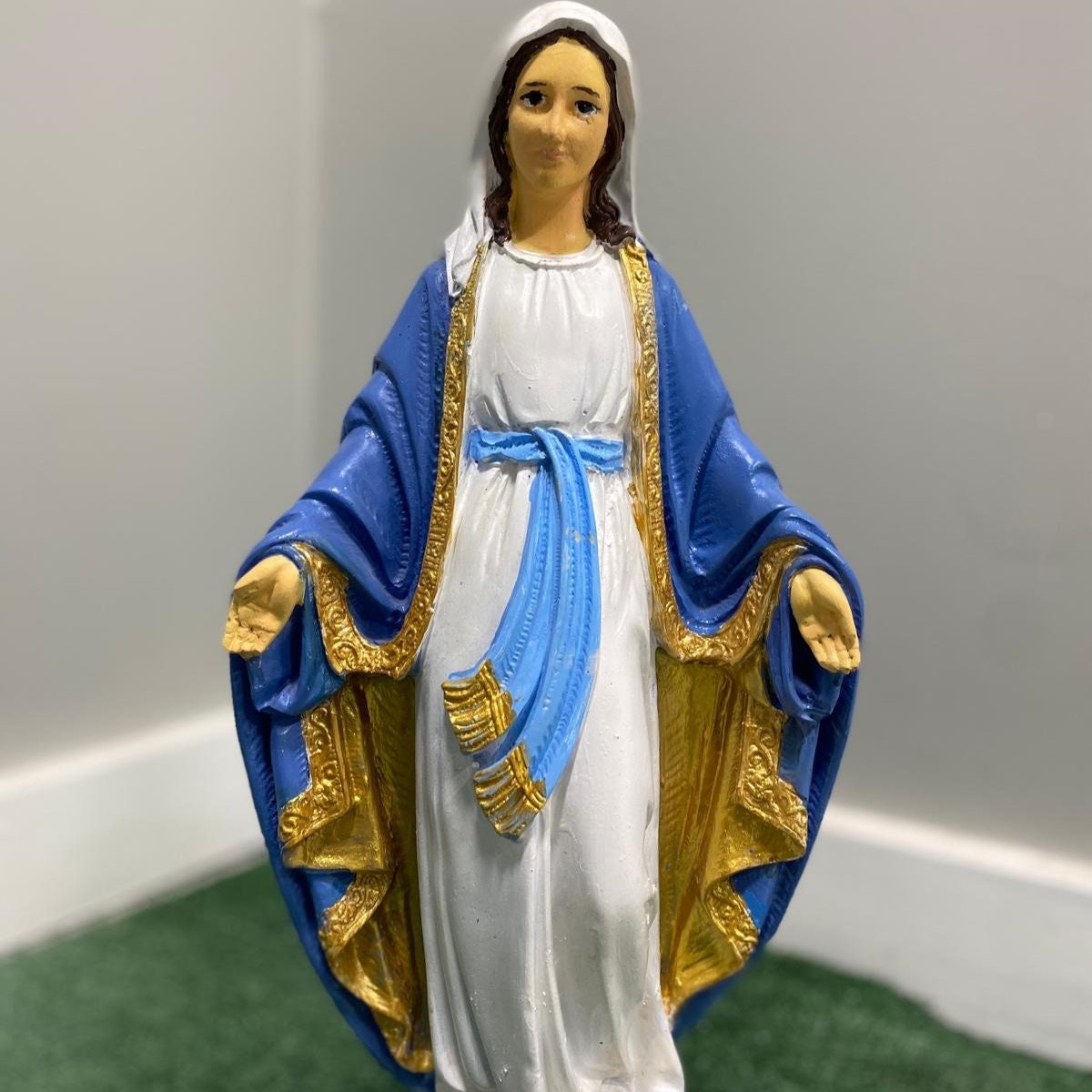 20" Hand-Painted Concrete Virgin Mary Statue, Hail Mary Our Lady of Grace photo 2