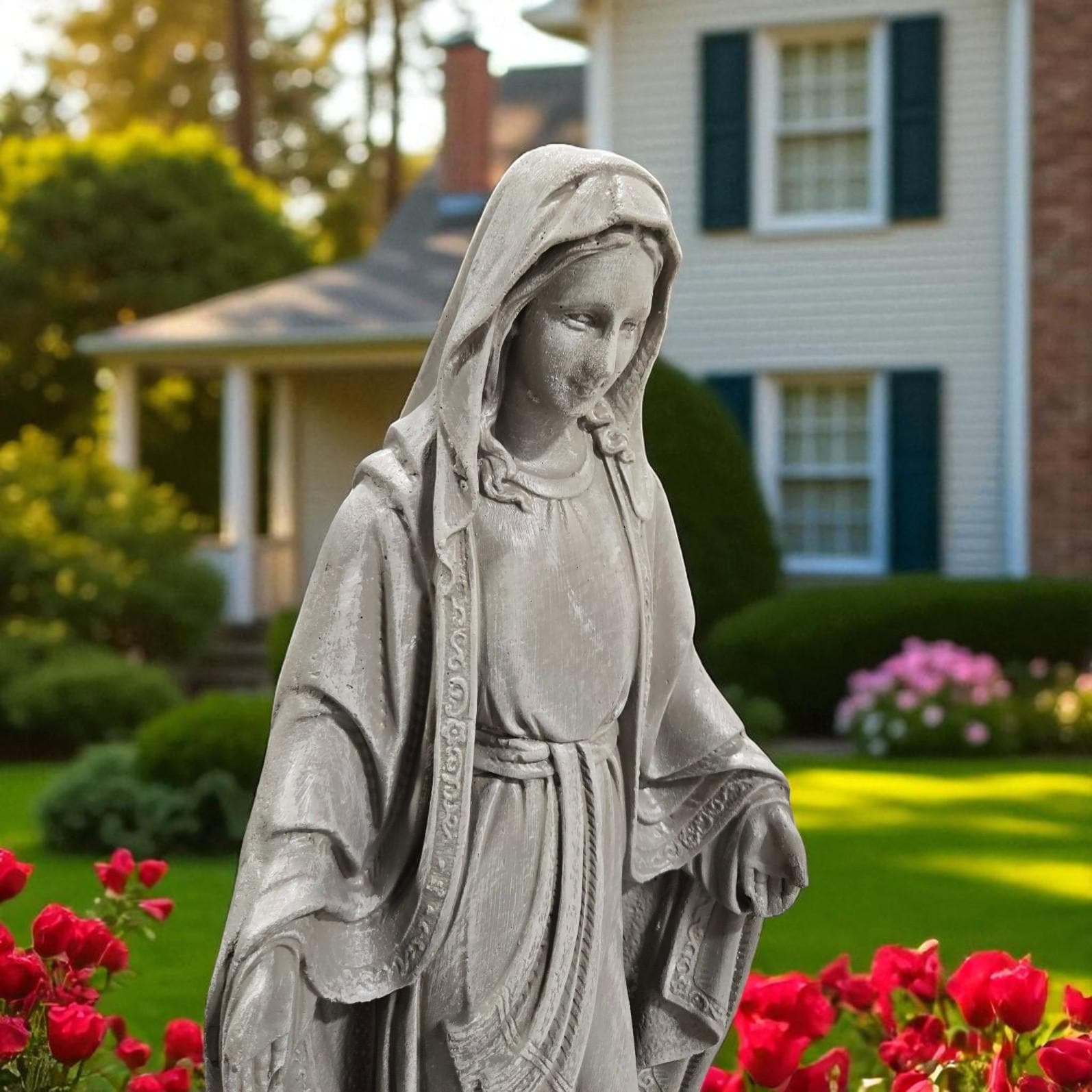 Large 33" Concrete Virgin Mary Statue, Outdoor Statues finest stone finish home decor, Christmas gift, Mother's Day gift, all occasions gift photo 8