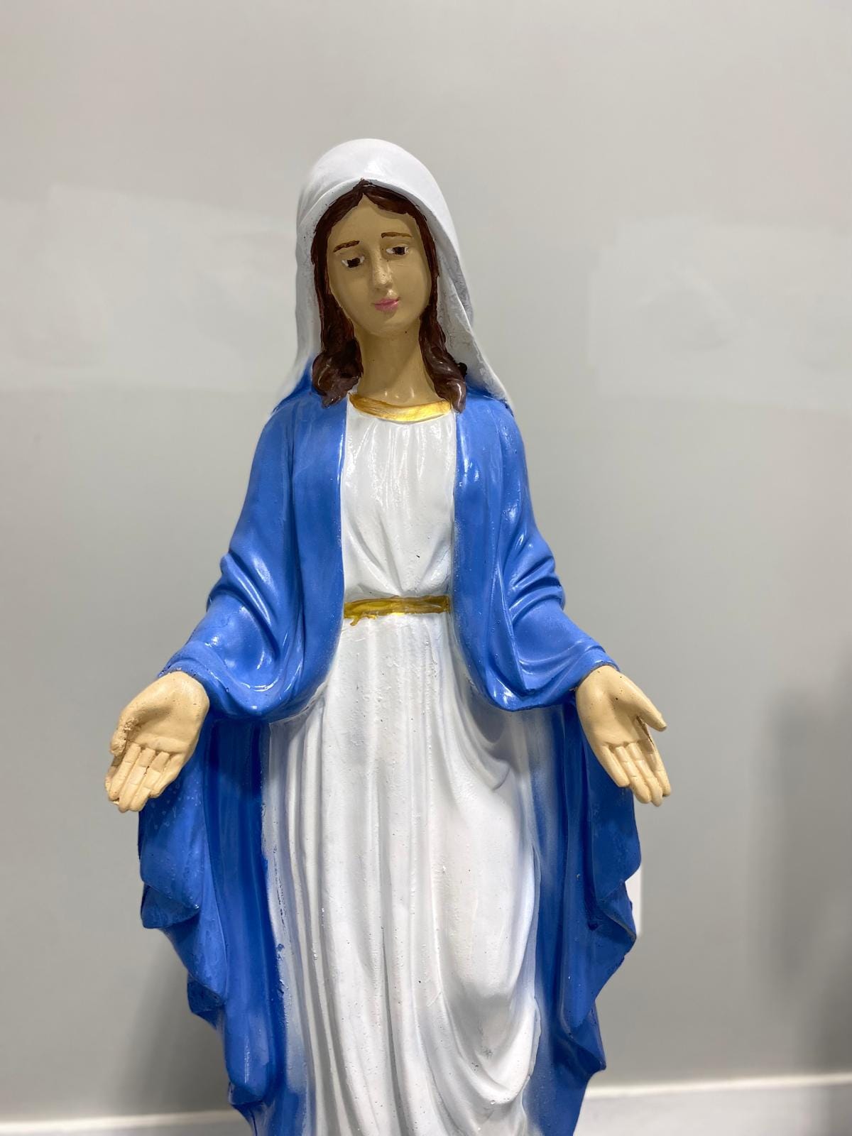Handmade 4ft Virgin Mary Concrete Statue, Painted Outdoor Decor photo 7